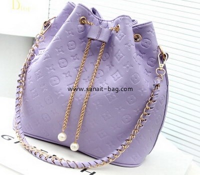 Ladies barrel shape PU tote bag with metal chain puller WT-025
